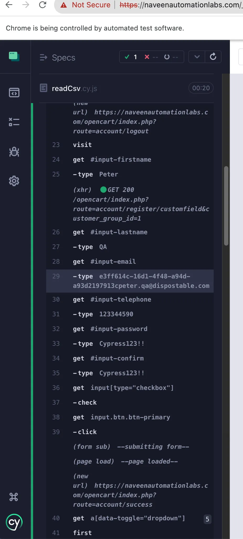 READ CSV FILE IN CYPRESS visual data 2