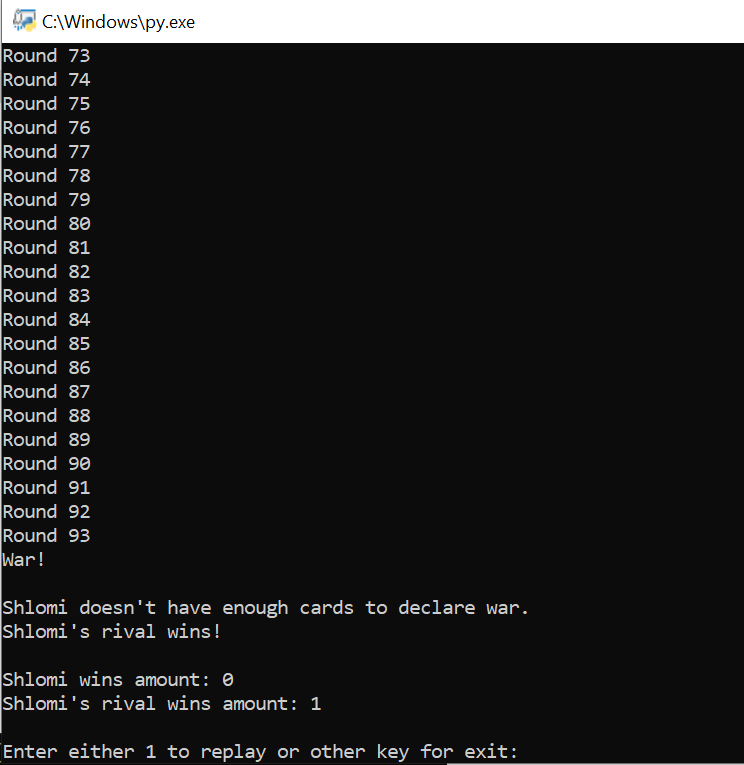 GitHub - ShlomiShakoy/Python-war-game: War(card game) using Pyhton.