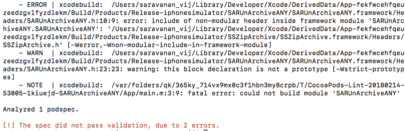 cocoapods - lint error