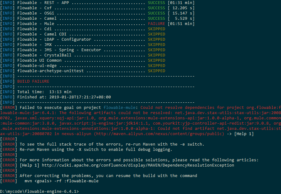 I used Maven to compile Flowable6.4.1, and it never worked. · Issue ...