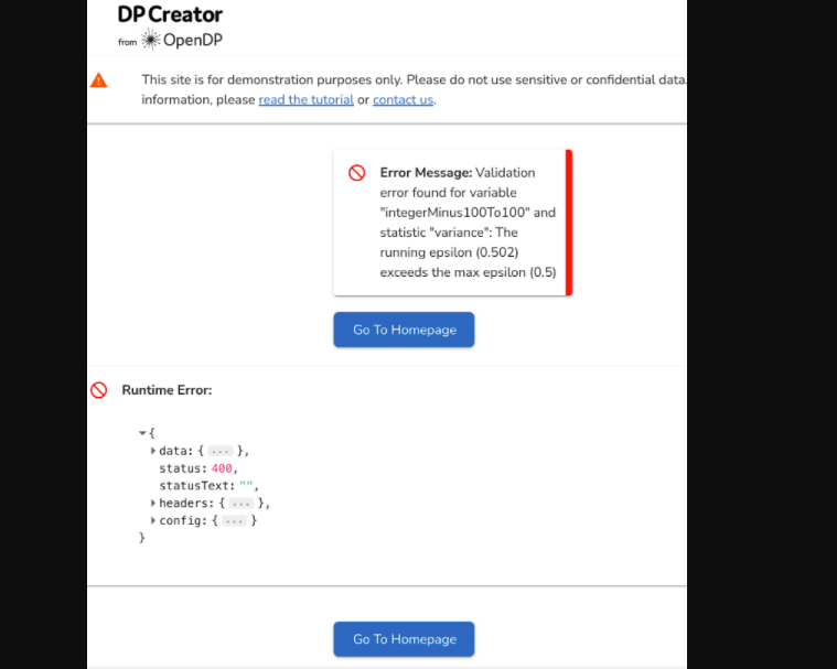 Running epsilon error · Issue #572 · opendp/dpcreator · GitHub