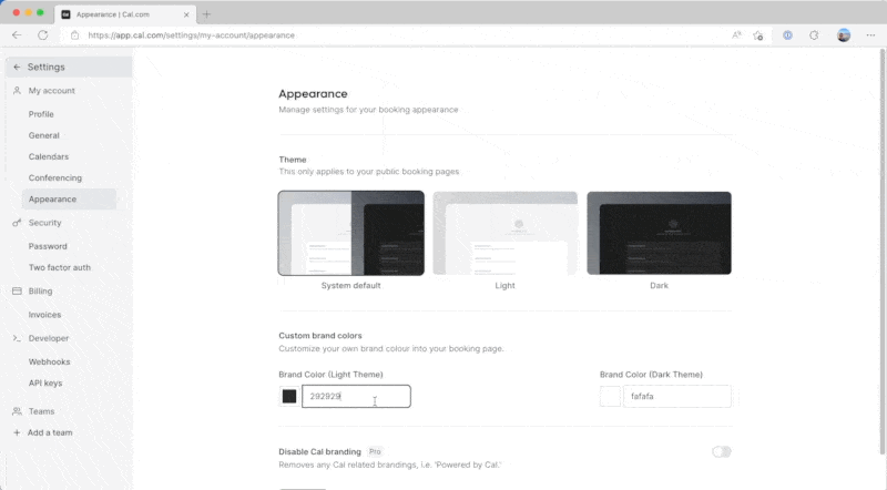Custom brand colors are not saved · Issue #4531 · calcom/cal.com · GitHub