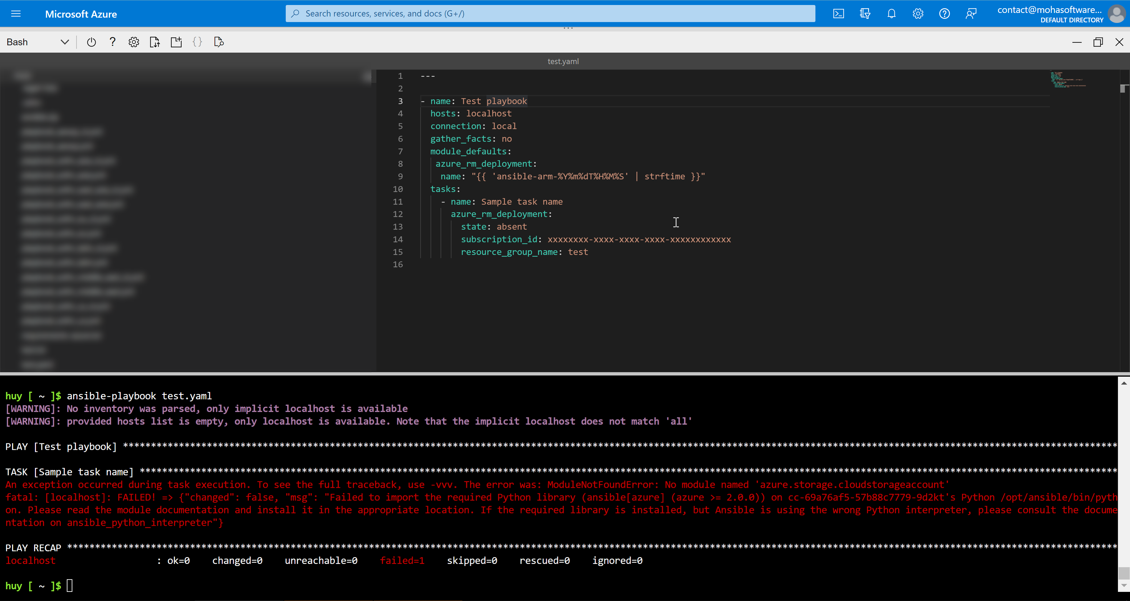  bug can not use ansible module azure rm deployment module issue