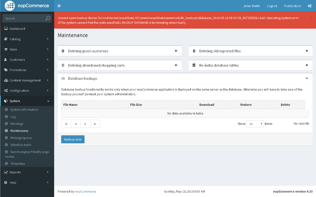 I unable to take database backup from Maintenance page · Issue #3870 ...