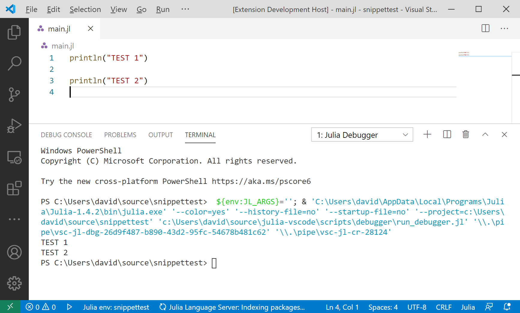 runInTerminalRequest shows unnecessary output when kind: integrated ...