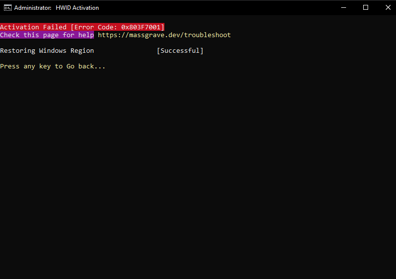 HWID Activation fails after upgrading from Windows home to Windows Pro ...