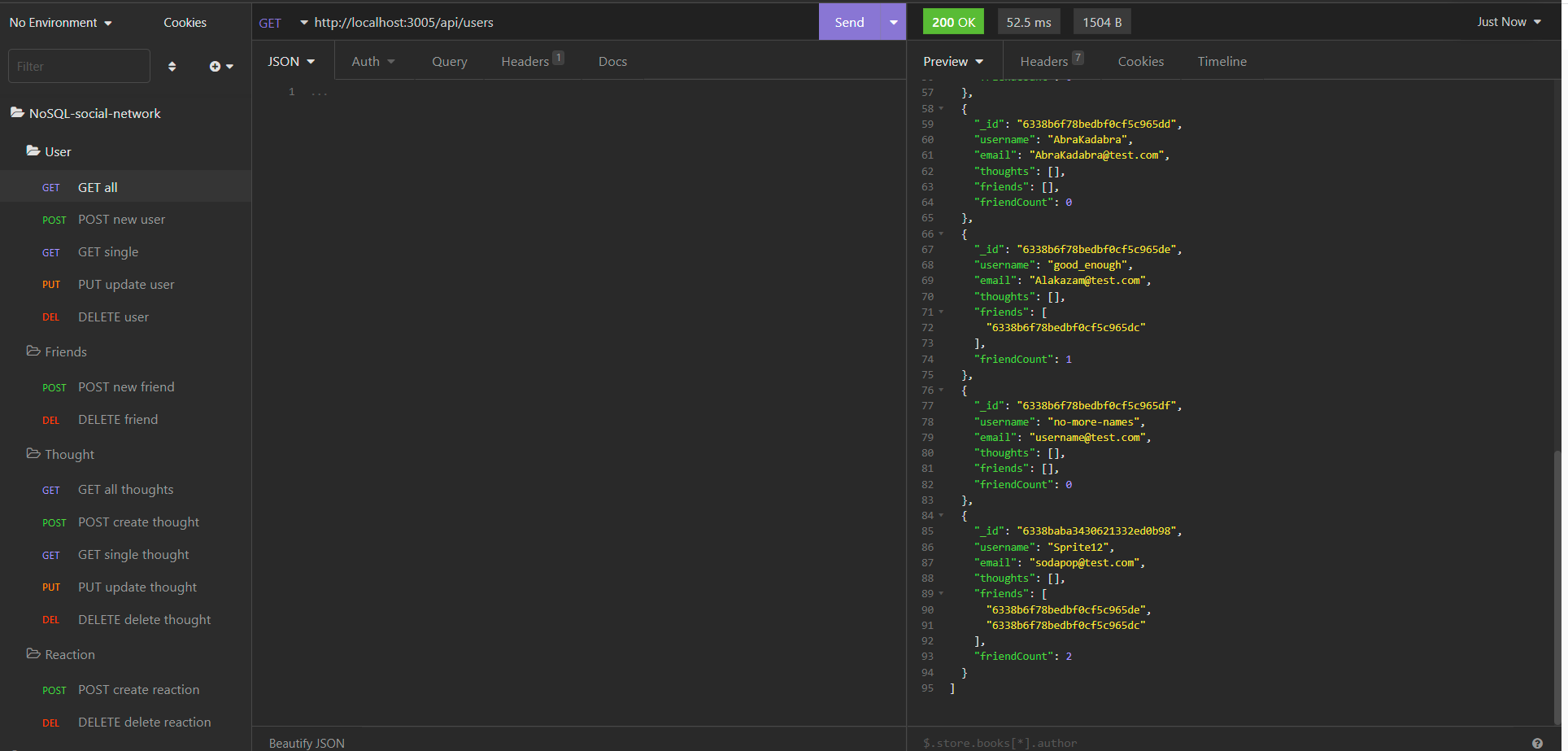 GitHub - codeygallup/NoSQL-social-network
