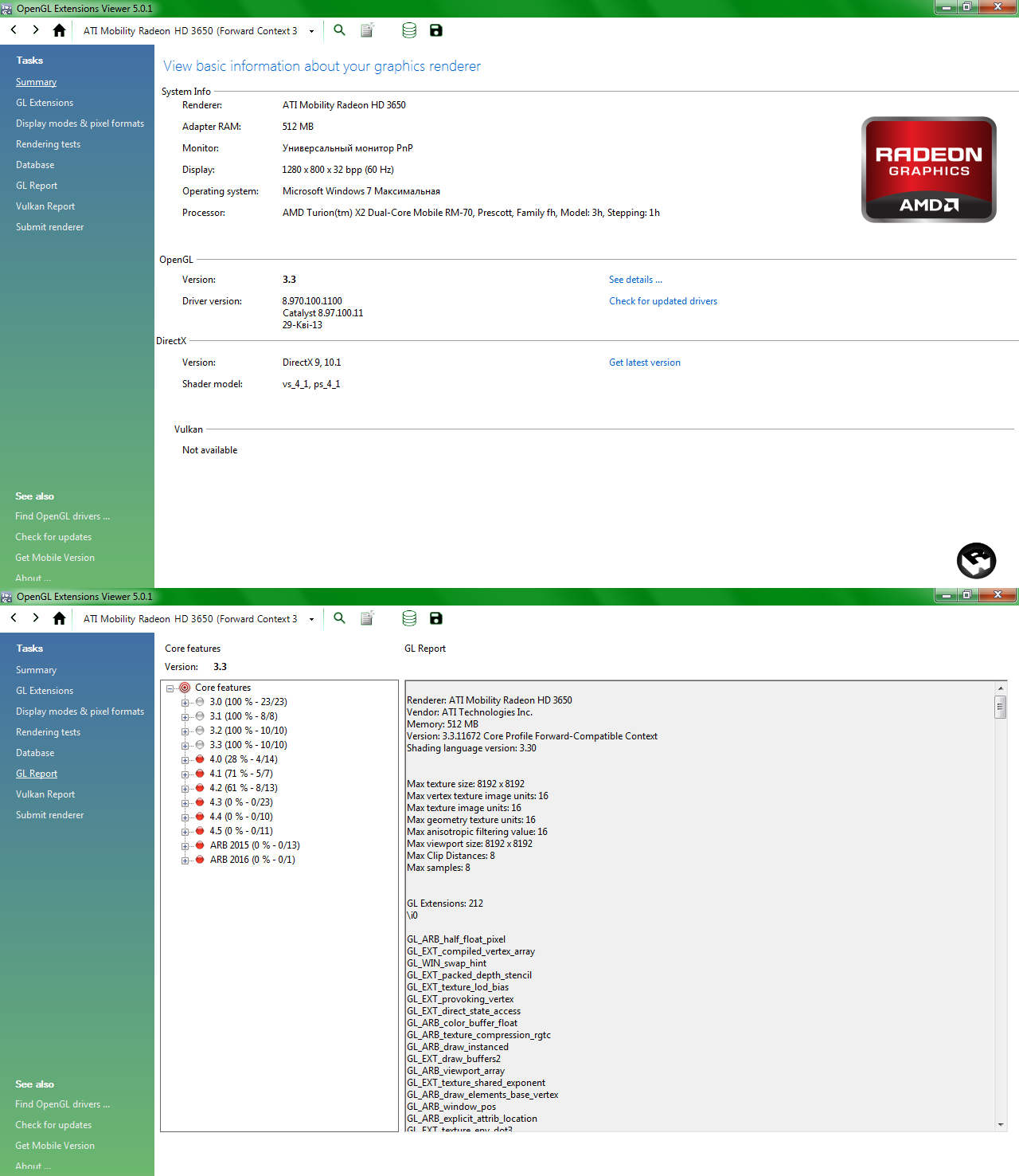 GL context errors on OpenGL 3.3 able hardware Windows 7 Radeon