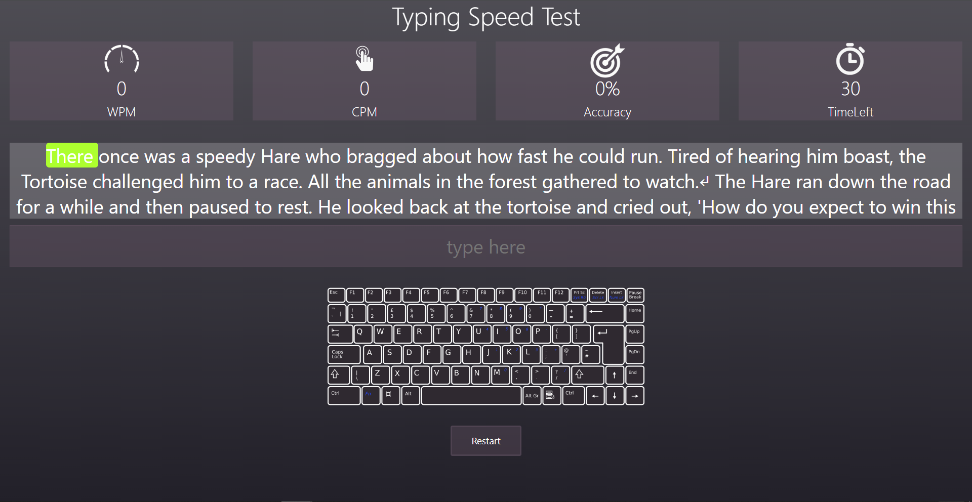 GitHub - spiderocta/typing-speed-test: typing speed test app with ...