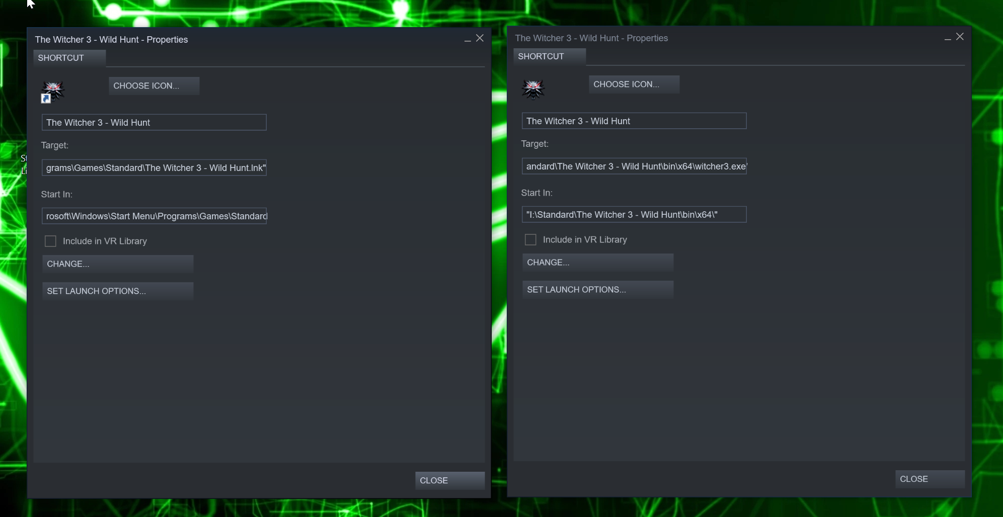 Srm treats windows shortcuts lnk differently than steam causes