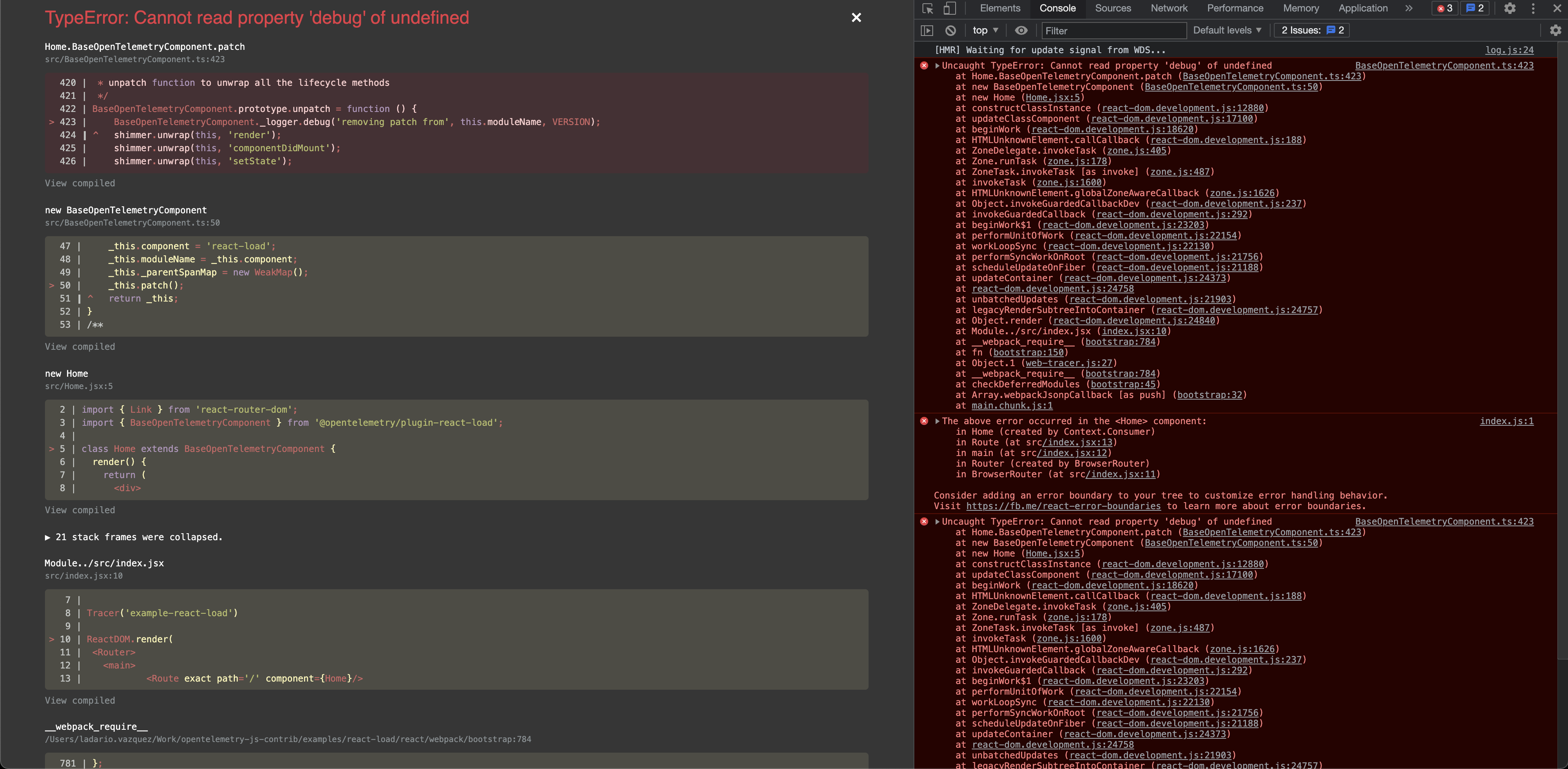 Error trying to run the react-load demo · Issue #654 · open-telemetry ...