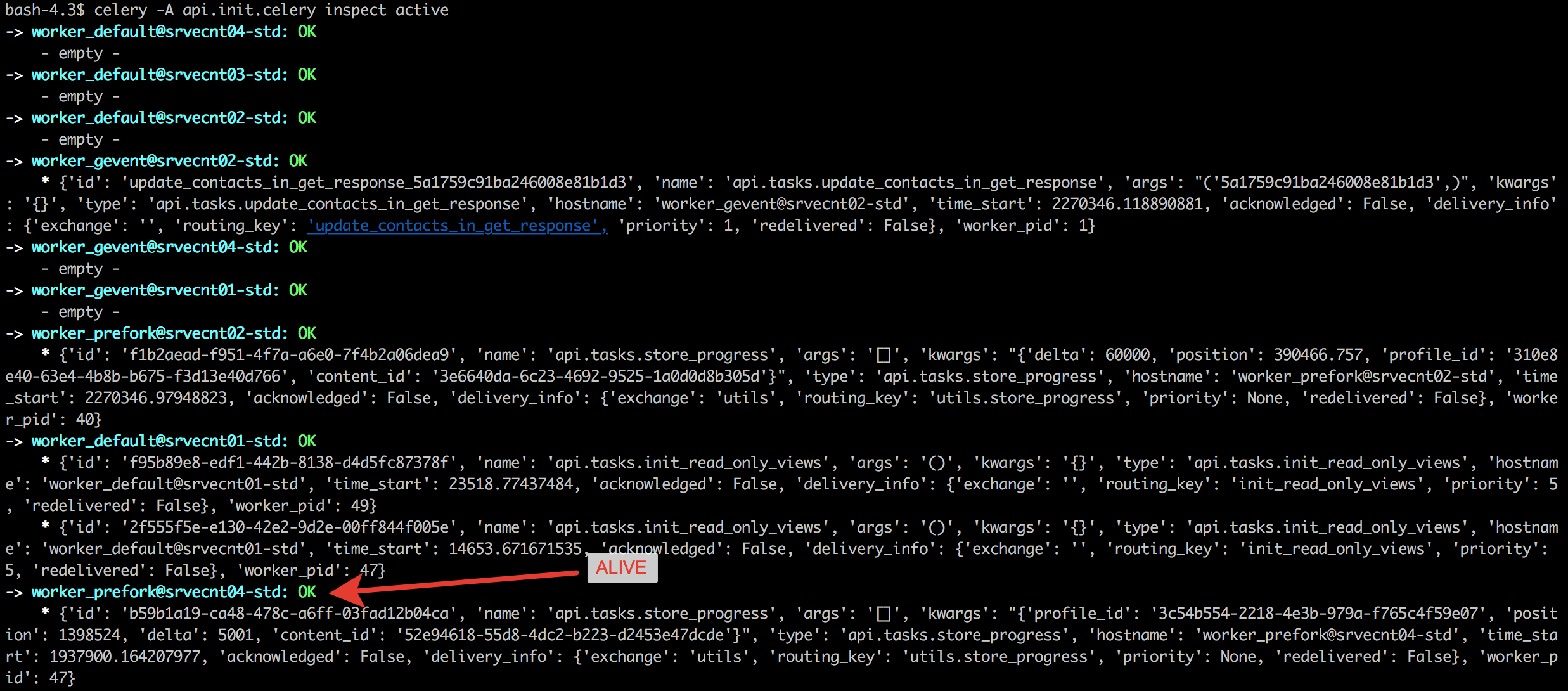 Celery inspect active shows two workers Flower ui does not · Issue