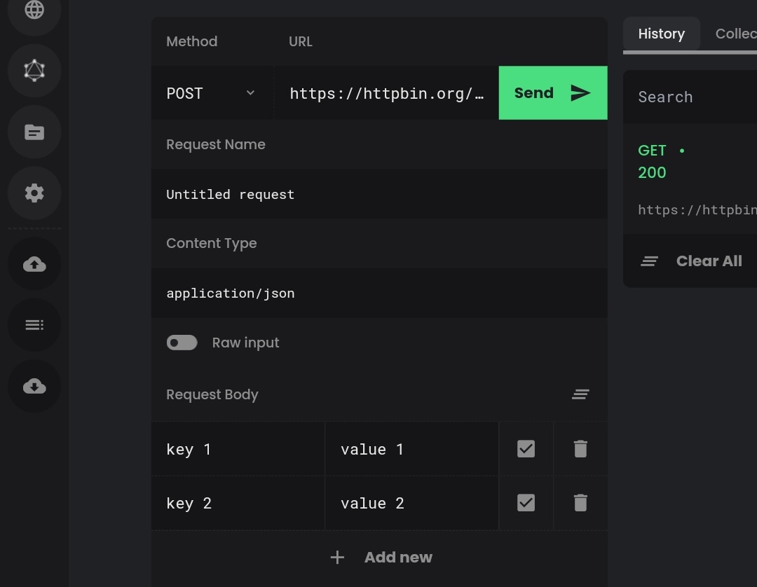 Provide a visual editor for JSON/KV request bodies · Issue 1435