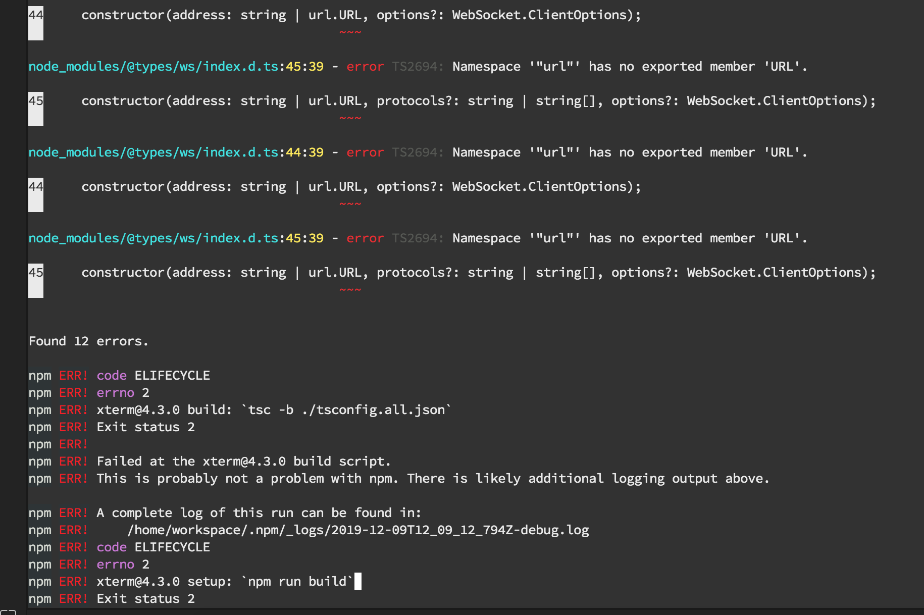 Error during npm install · Issue #2622 · xtermjs/xterm.js · GitHub