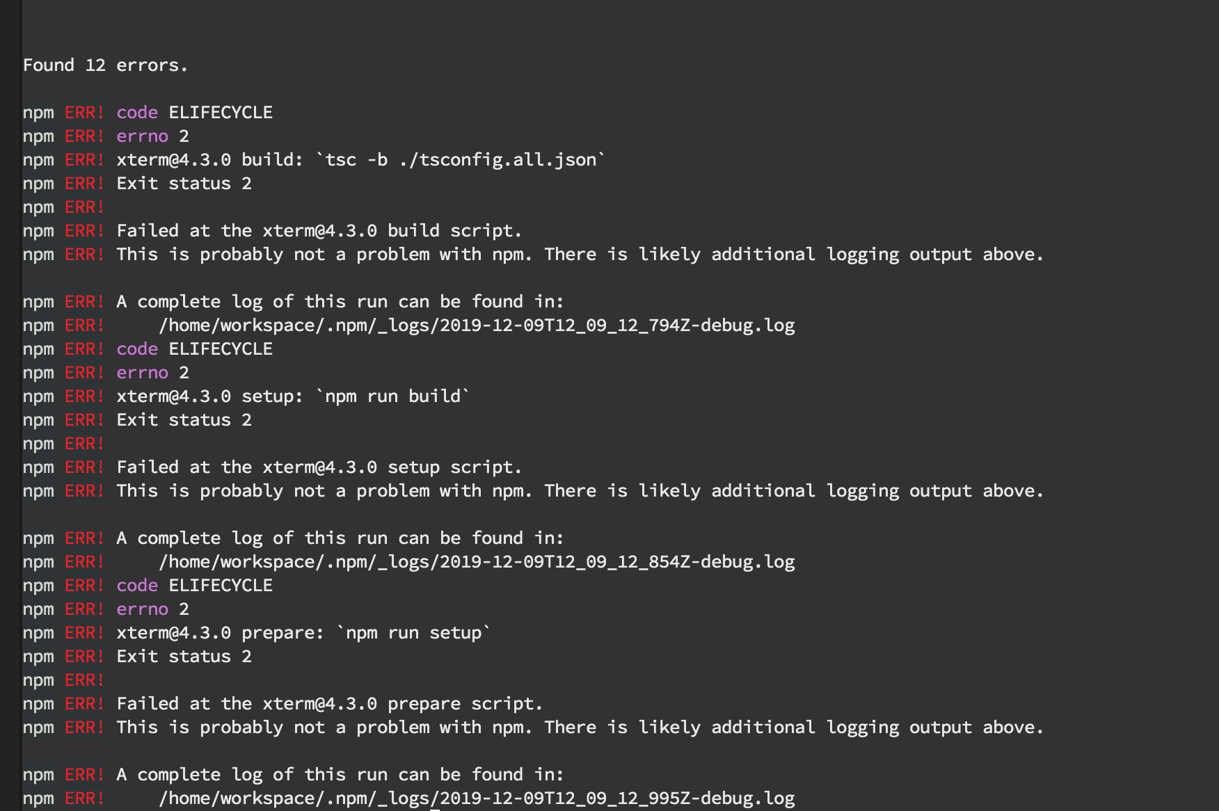 Error during npm install · Issue #2622 · xtermjs/xterm.js · GitHub
