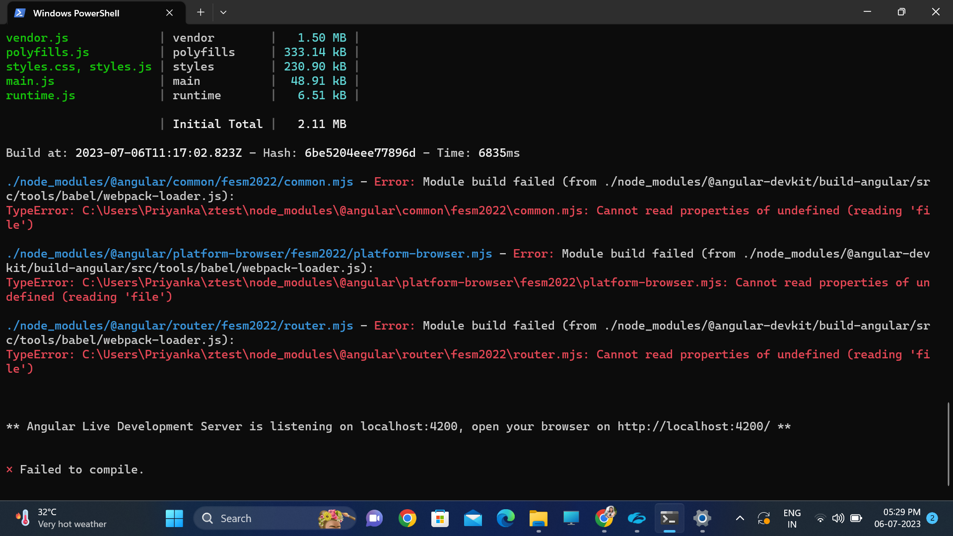 Project cannot be build `Cannot read properties of undefined (reading