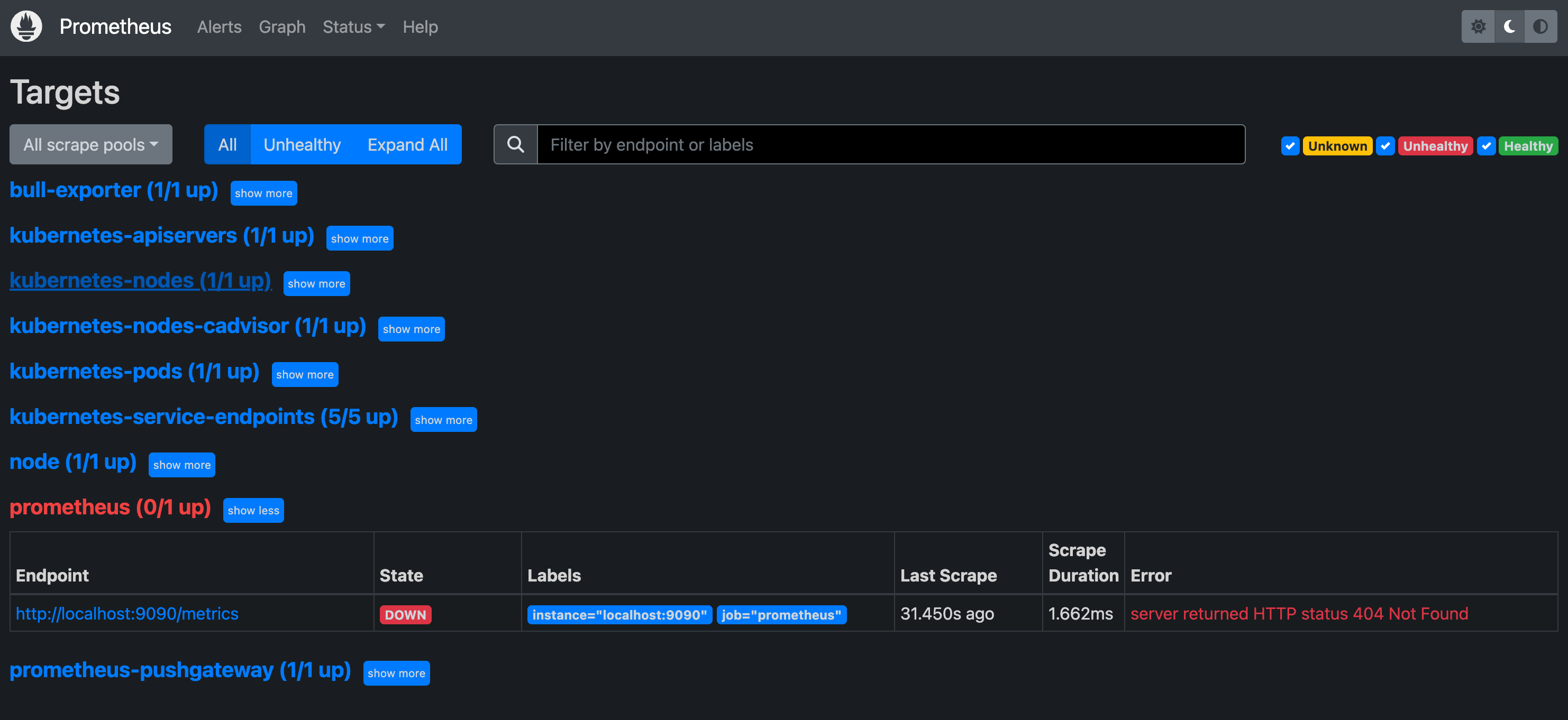 [prometheus] Default prometheus scrape config does not respect
