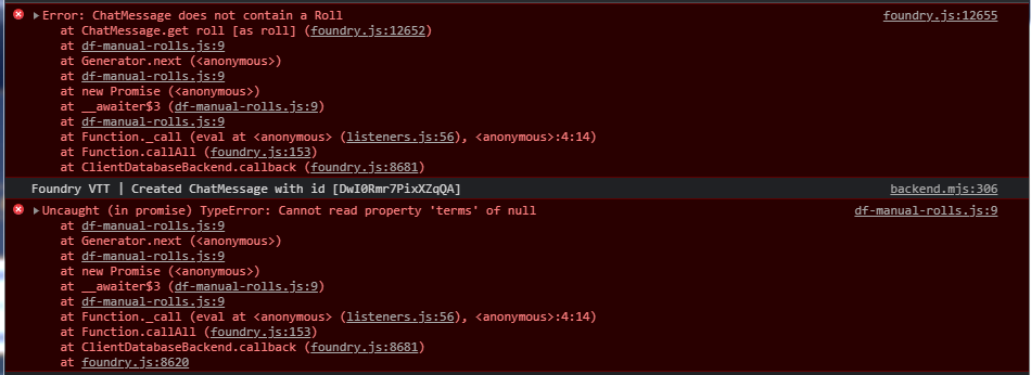 DF Manual Rolls: Throws errors in console on all(?) chat messages ...