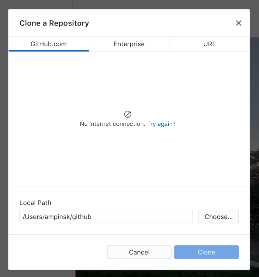 surface network error when fetching repositories in clone dialog ...