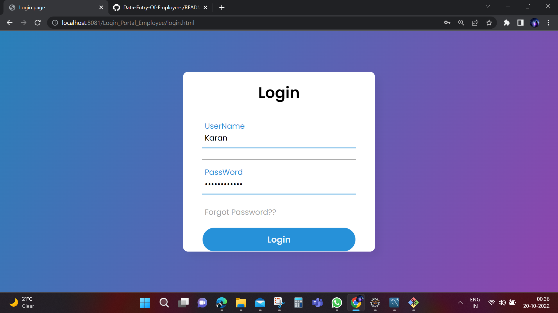 GitHub - 30508karan/Data-Entry-Of-Employees: This Project contains the ...