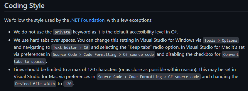 Captura del estilo de código de Xamarin.Forms