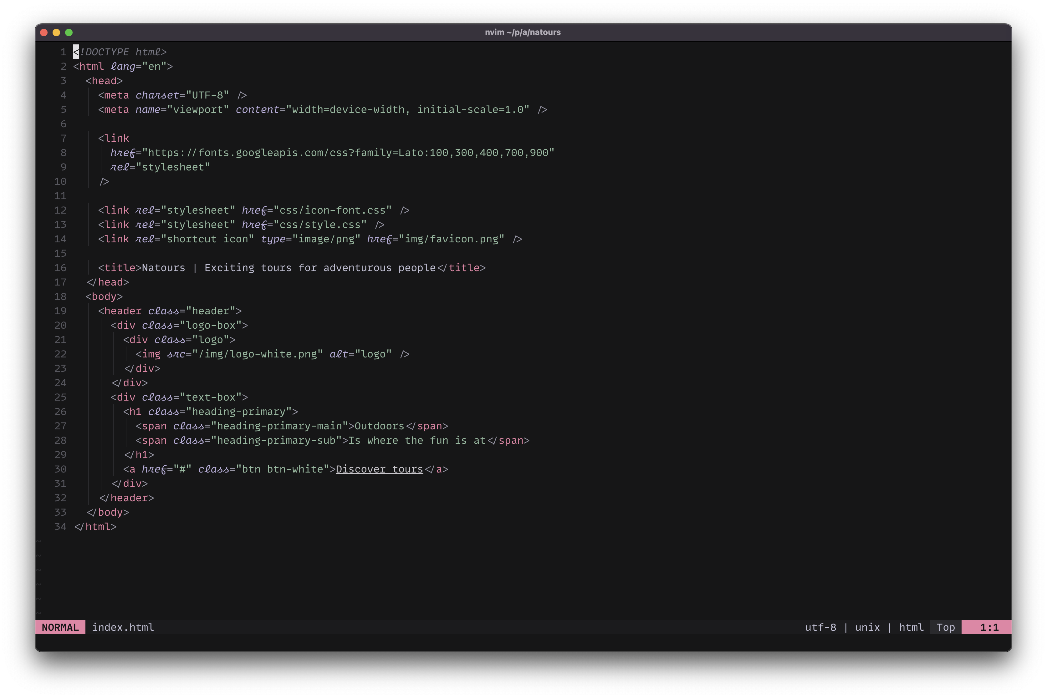 Screenshot of mellow theme HTML