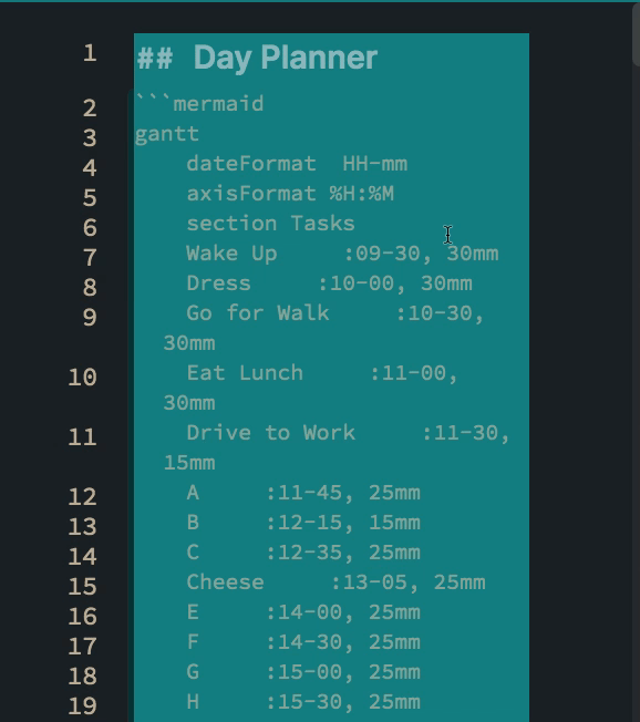 Note switches between code block and the normal look as I try to change