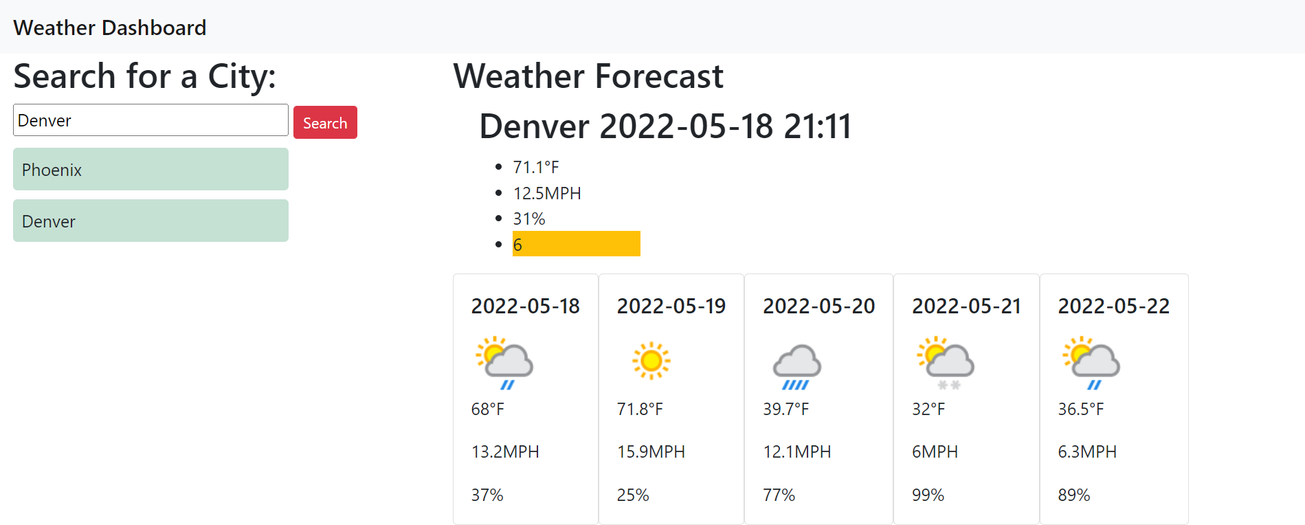 GitHub - SabotMBT/Mod6ChalWeather: Weather Dashboard