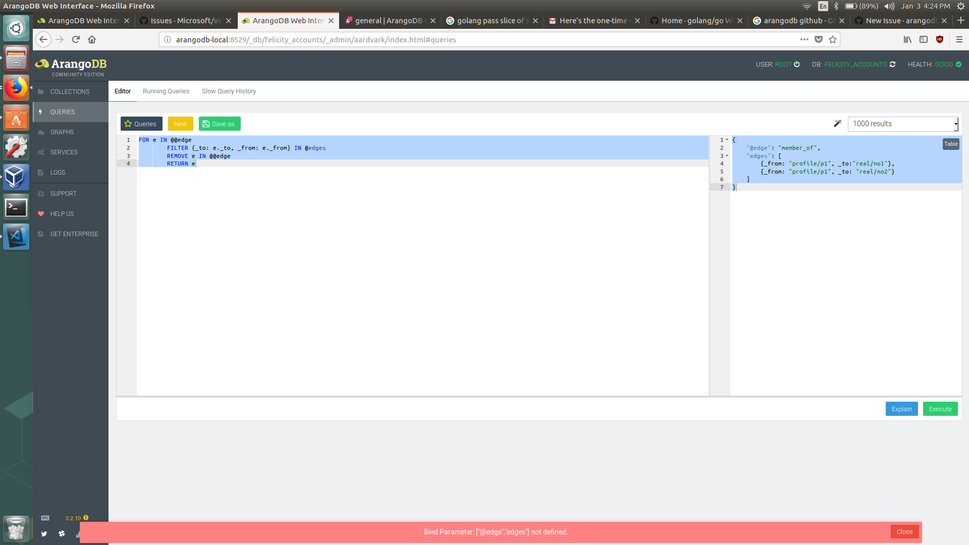 Web UI: Query builder proposes bad error message on invalid json ...