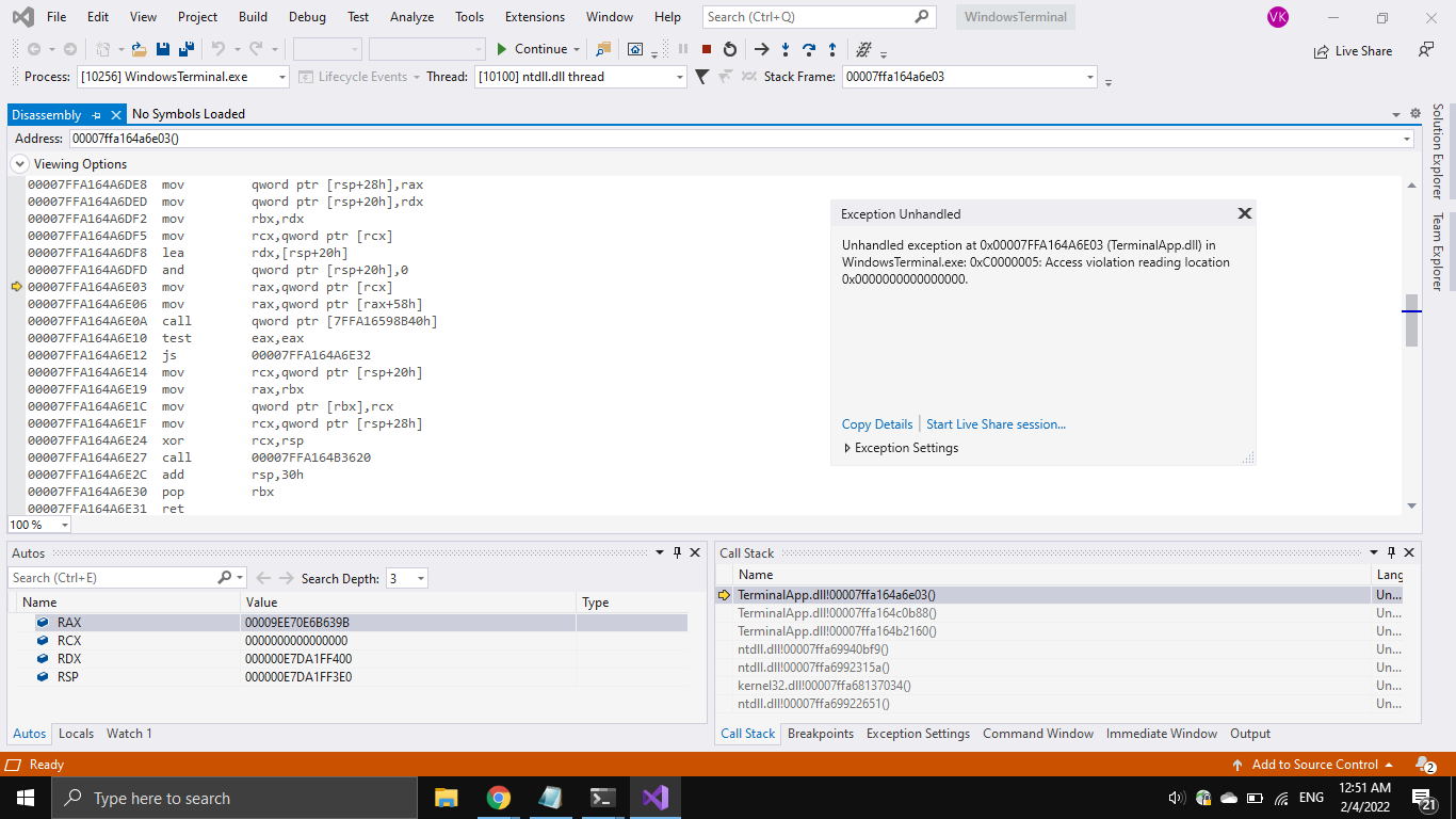 quite old WT crashed with access violation on a machine with slow disk ...