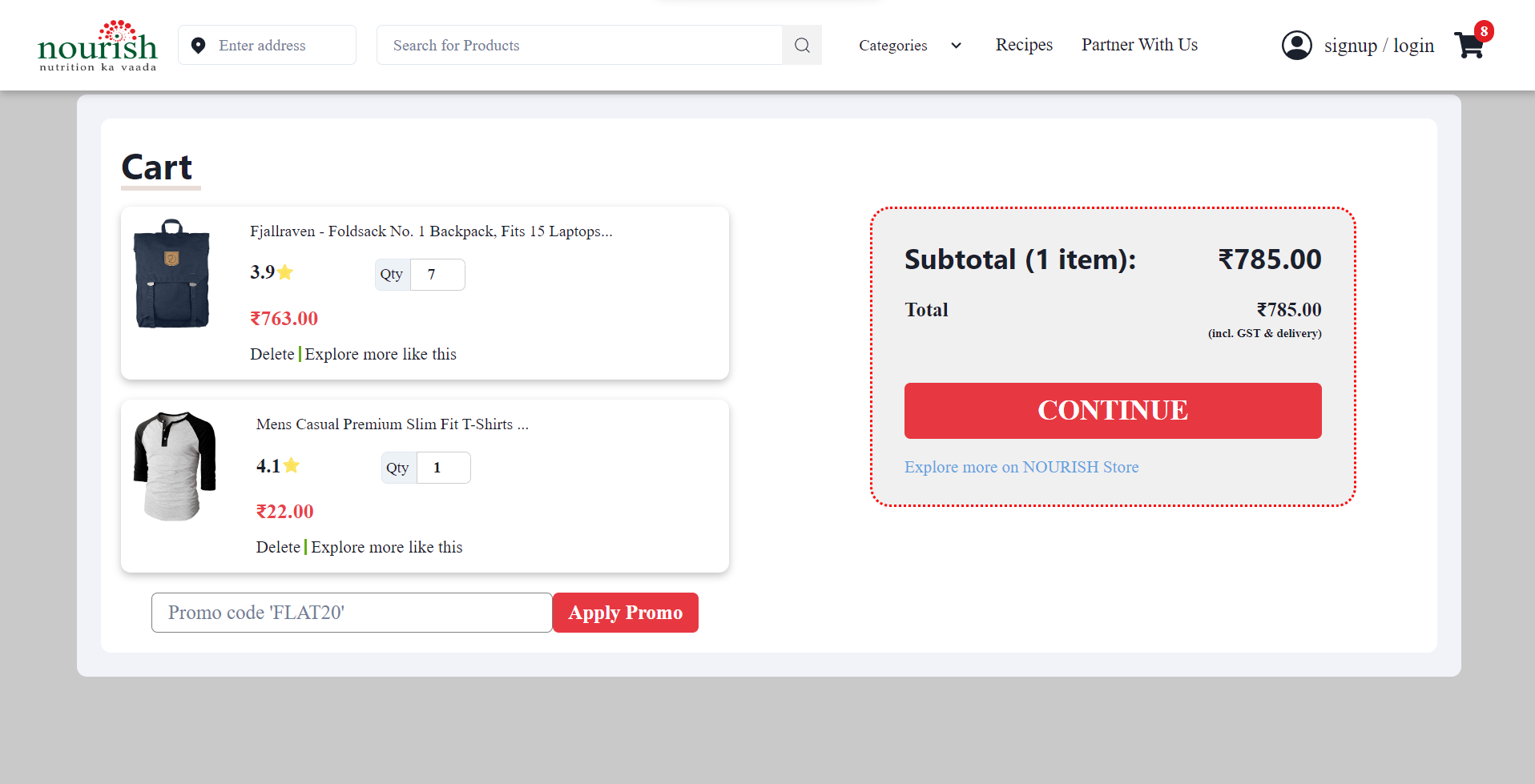 Cart Page