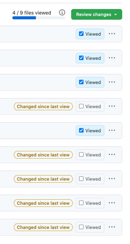 Bug: Incorrect number of "files viewed" when filtering by "Show changes ...