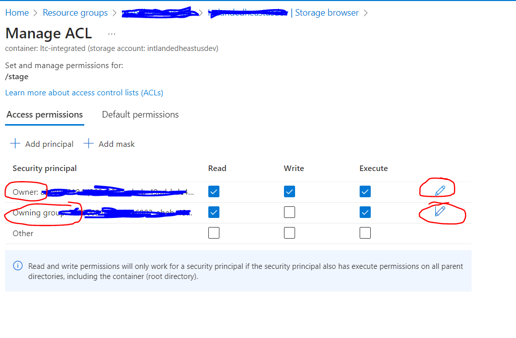 Update ACL Owning Group and Owner in Azure Storage Container Directory