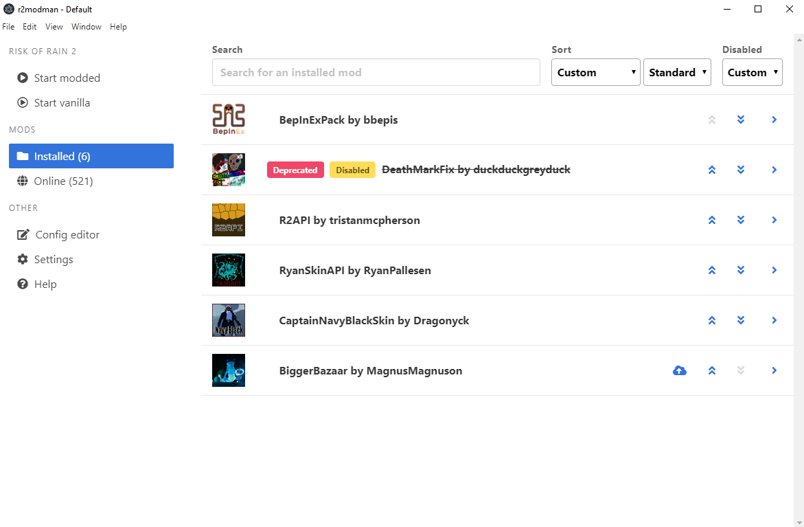 [FEATURE REQUEST] Config and mod sorting and filtering, refresh