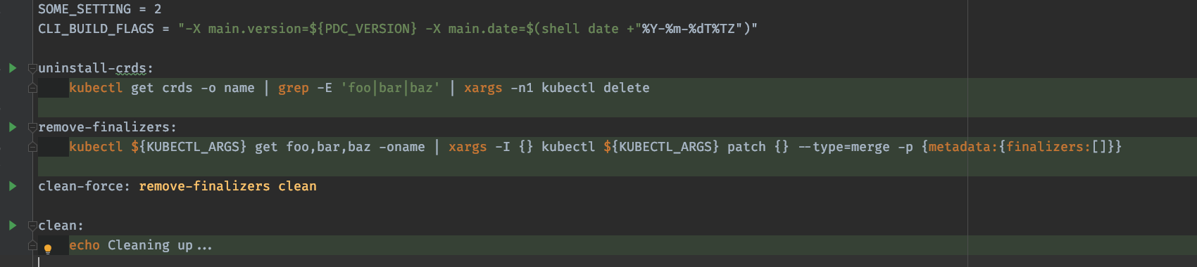 Makefile syntax highlighting broken with a series of double quotes ...