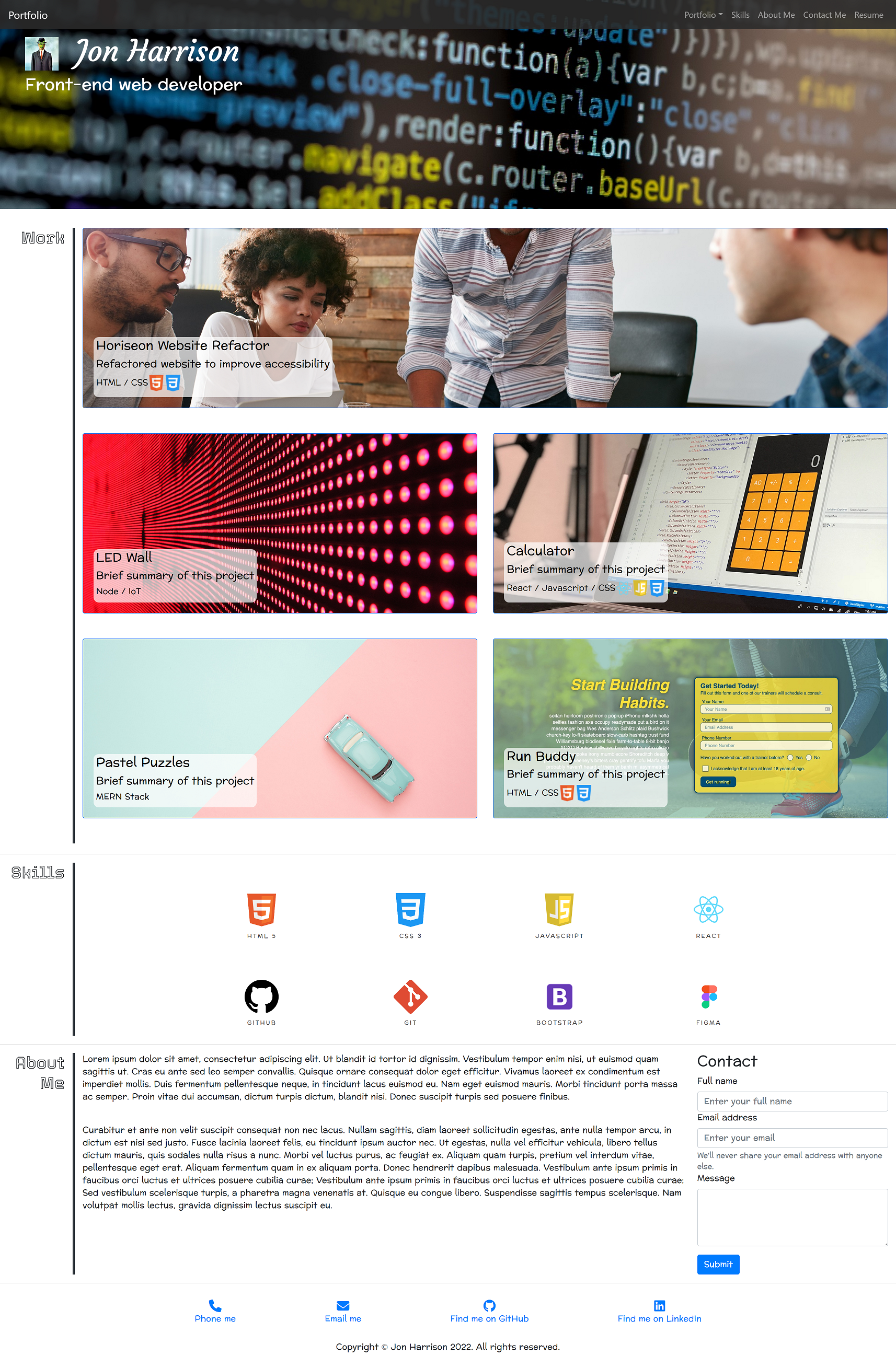 GitHub - JonHarrison/bootstrap-portfolio: Portfolio re-developed using ...