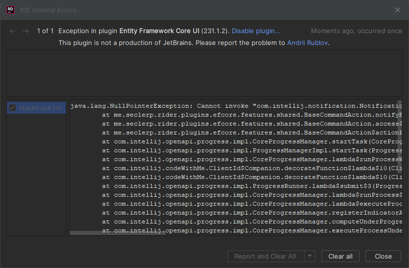 Can not run tool on rider · Issue #163 · JetBrains/rider-efcore · GitHub