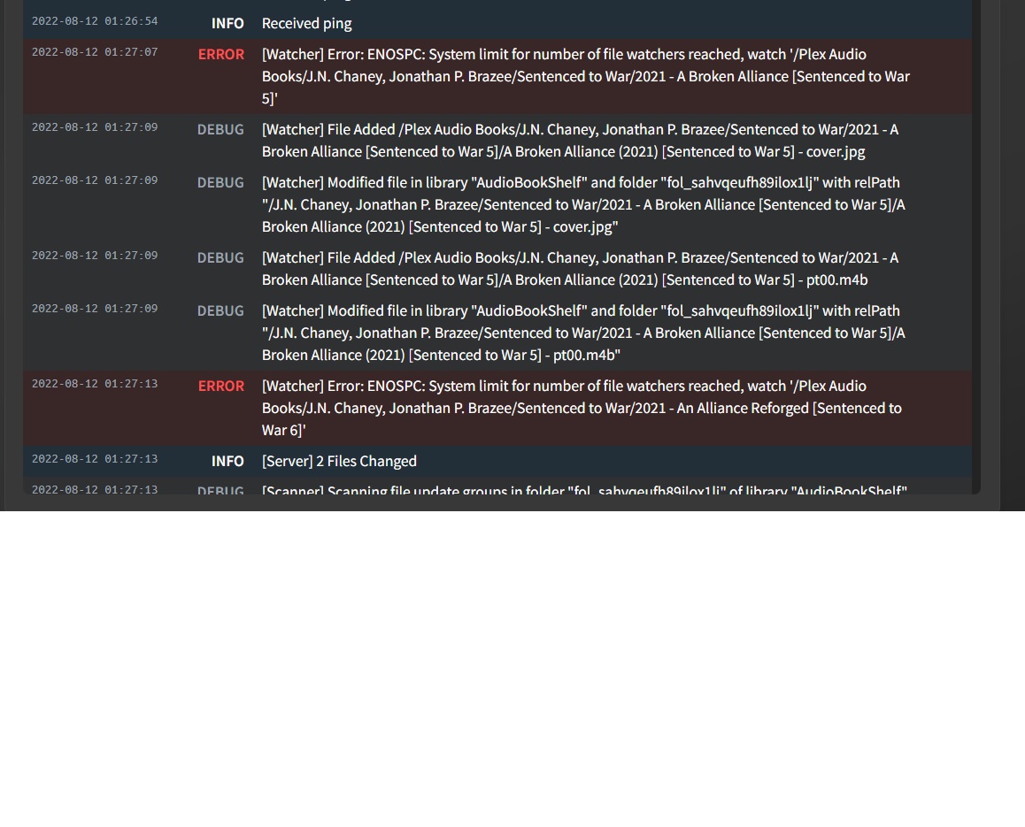 Audiobookshelf error
