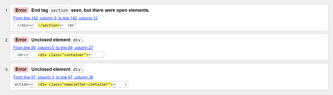 TEST: HTML validation check for newsletter page · Issue #61 · chris ...