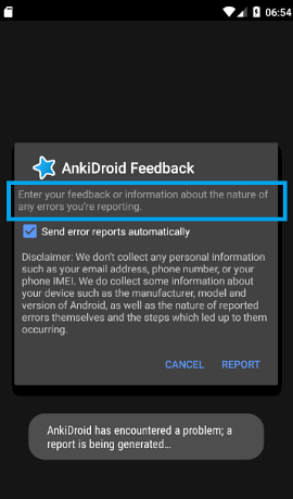 [Bug] On error-report-popup window, the default text in the input form ...