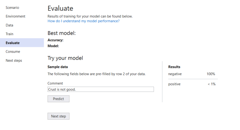 Accuracy and model not visible in Evaluate page after training · Issue ...