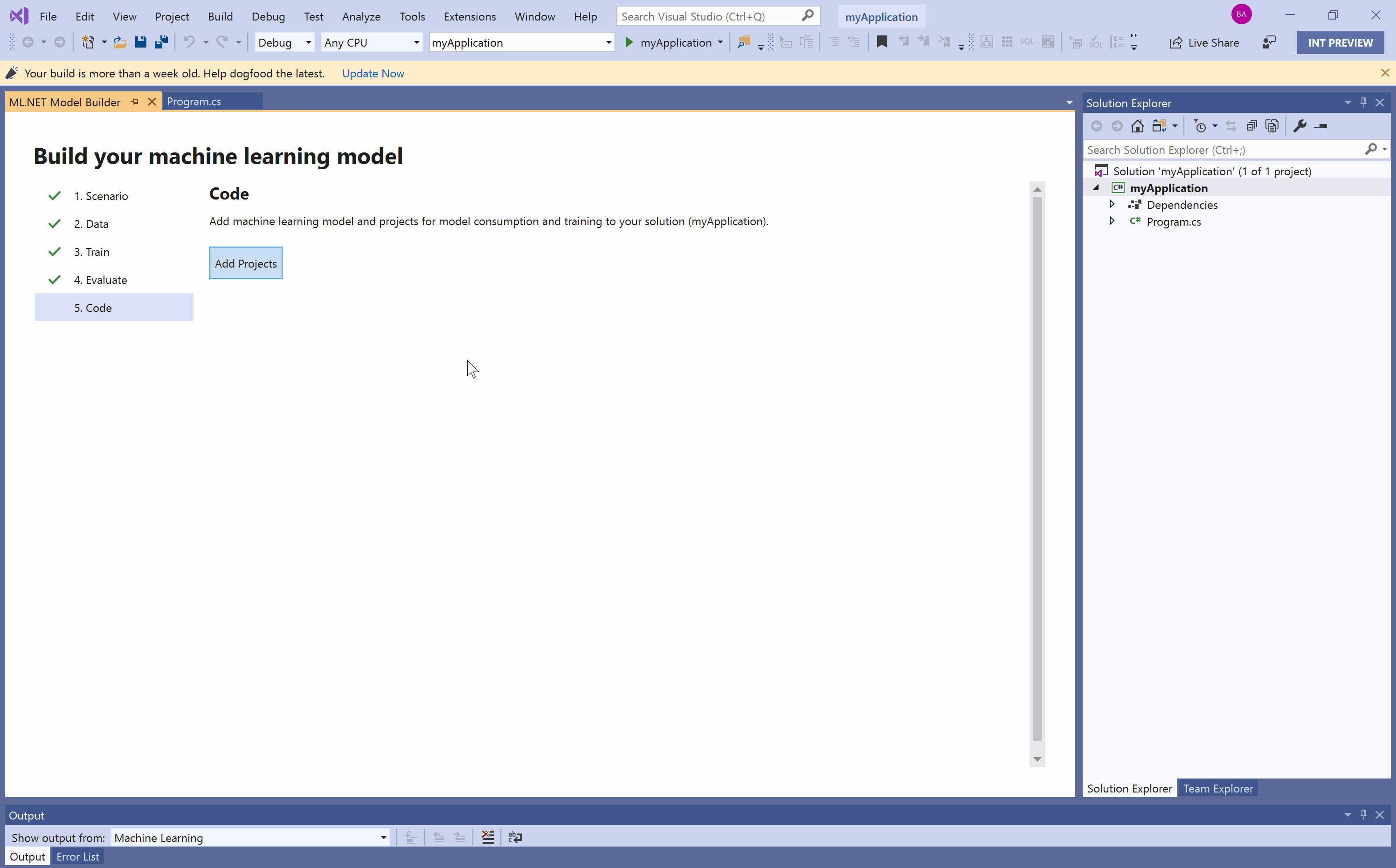 After projects are generated, if user goes back to Evaluate and then ...
