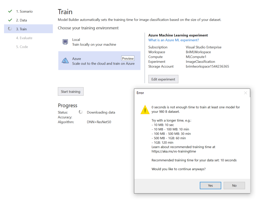 Azure training - thinks train time is 0 · Issue #504 · dotnet ...
