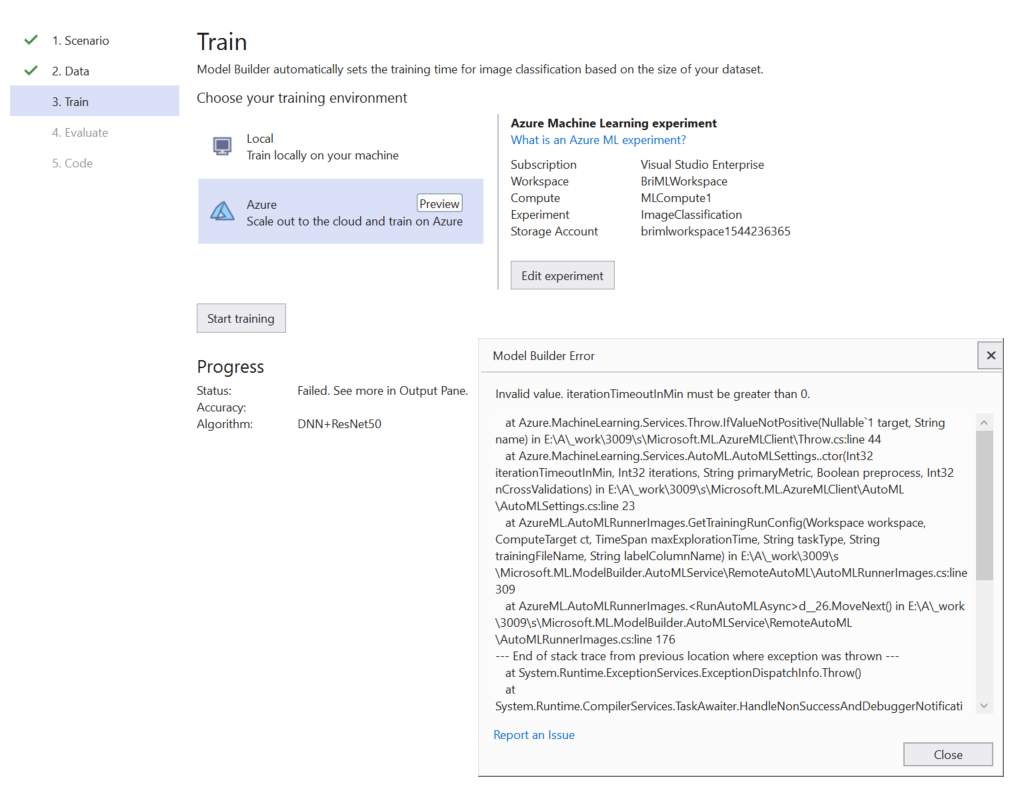 Azure training - thinks train time is 0 · Issue #504 · dotnet ...