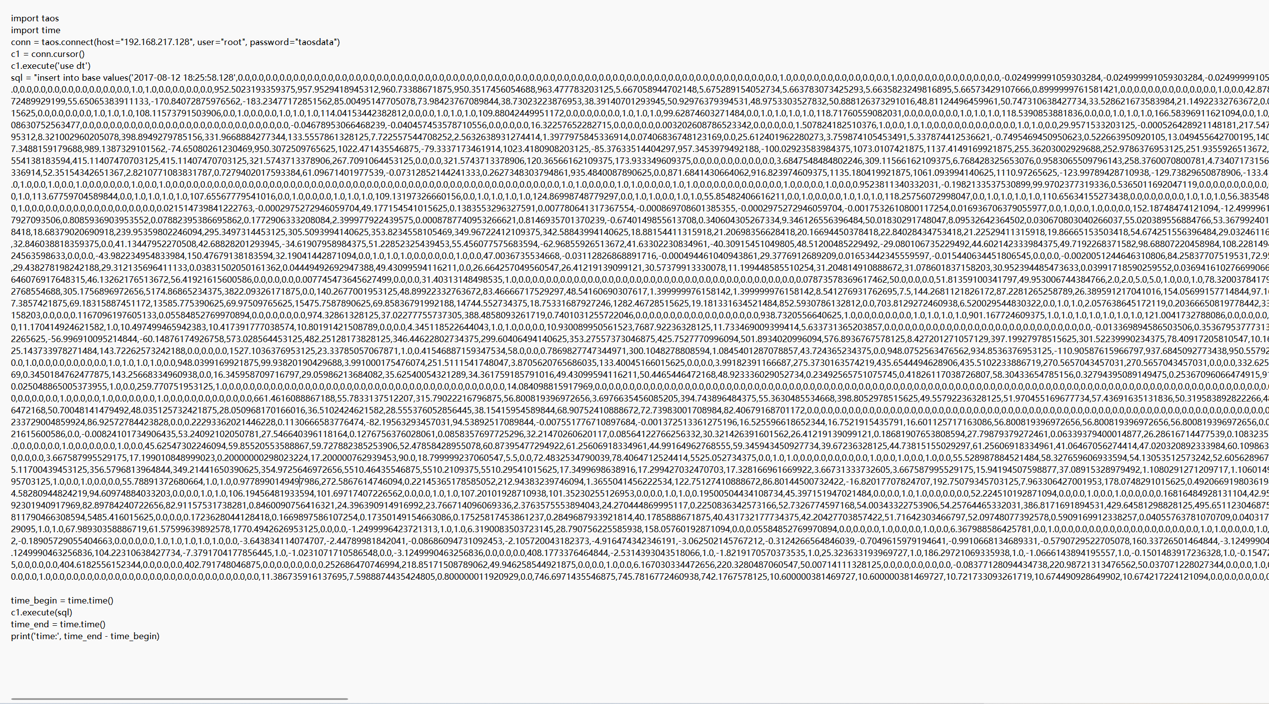 Is it normal to insert 4000 pieces of data into the TDengine database ...