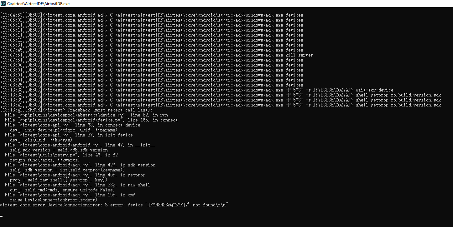 无法连接手机，求回复，急急急急急急急急！！！ · Issue #1052 · AirtestProject/AirtestIDE · GitHub