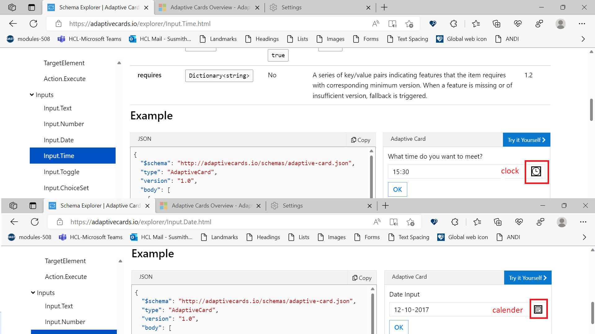 7 there is no tooltip for clock and calender