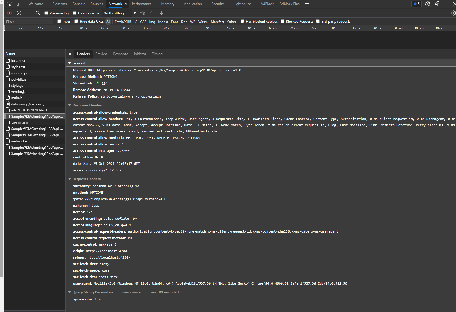 angular 12 not working with app-configuration feature flags CORS issue ...