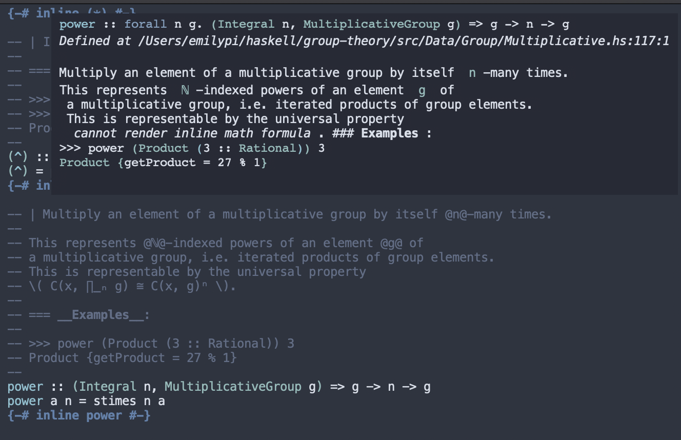 Doc Preview Cannot Render Inline Math Formulae Issue 815 Haskell Haskell Language Server Github