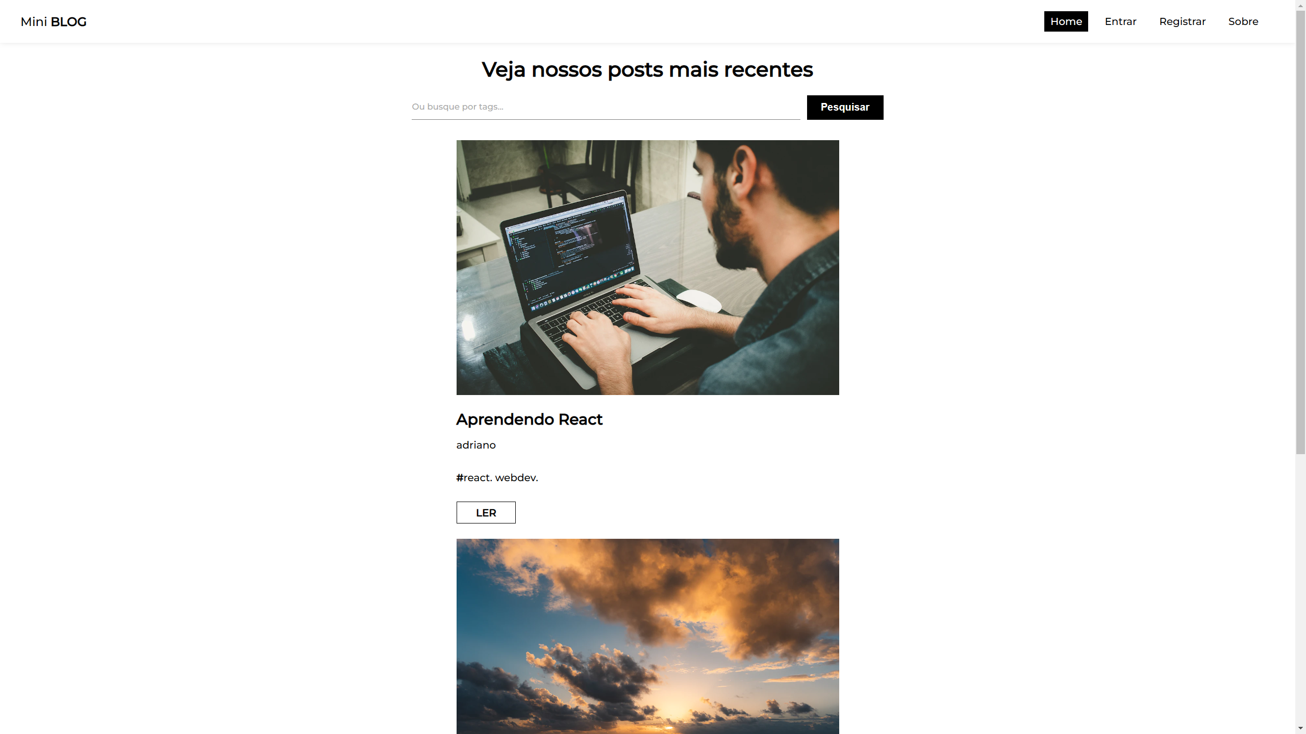 GitHub - eu-adris/Mini-Blog: Um mini blog usando react no front-end e ...